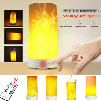 

4 Modes LED Fire Effect E12 E14 B22 E27 Led Bulbs Magnetic Flame Lamp with Remote Control USB Charged Design Table Night Lights
