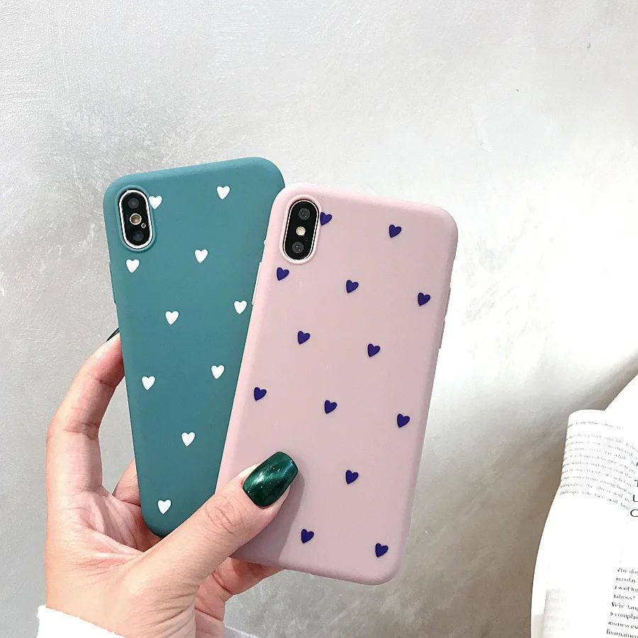 

For IPhone 6 6 Puls 6S 7 8 Puls X XS Max XR Cases Soft Silicone Back Cover Coque Cute Love Heart Couple Korean Phone Case
