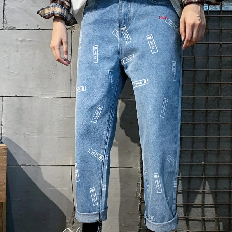 Autumn Jeans Men s Fashion Letter Printing Casual Jean Pants Streetwear Men Wild Hip Hop Loose 5