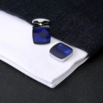 

2019 new France Star Blue square cuff-links luxury top quality grace cuff buttons for men t-shirt business wedding gift