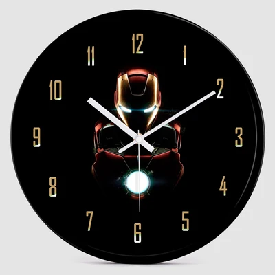 12 дюймов бесшумный Железный человек супер герой Мститель настенные часы красочные современные детская комната спальня кухня домашние декоративные - Цвет: Q