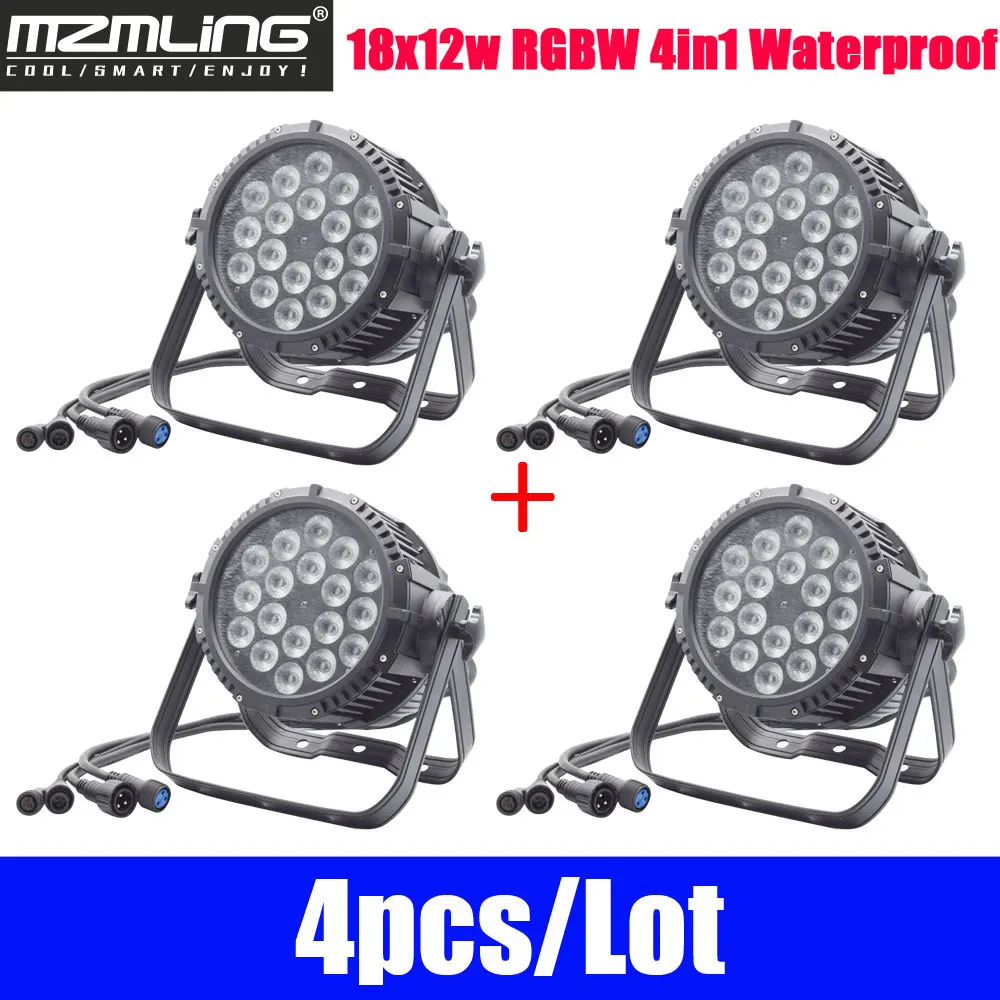US $519.00 4pcsLot 18x15w RGBW 4in1 Waterproof Par Light DMX512 LED Stage Light DJ Bar Party Show LED Stage Machine