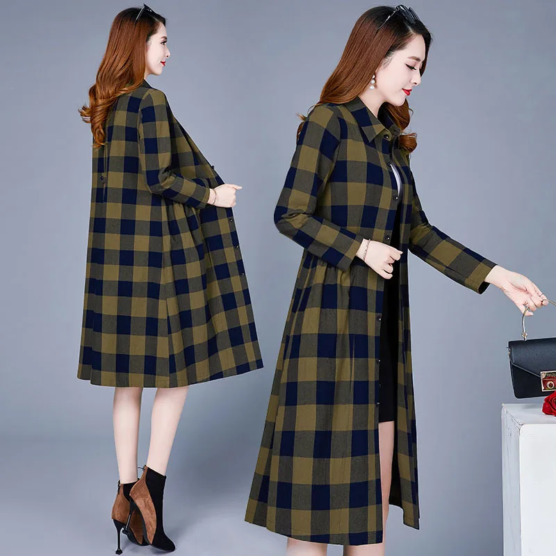 

Whoholl Brand Newest Women Long Sleeve Waterfall Cardigan Trench Long Coat Duster Fashion Lady Winter Warm Slim Plaid Suit