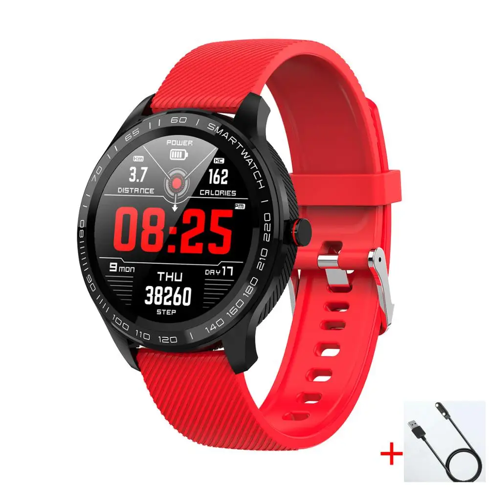 red silicon cable Смарт-часы L9 ECG PPG мужские спортивные часы с Bluetooth, умные часы, водонепроницаемые IP68, кровяное давление, кислородная кожа, часы для женщин - Color: red silicon cable