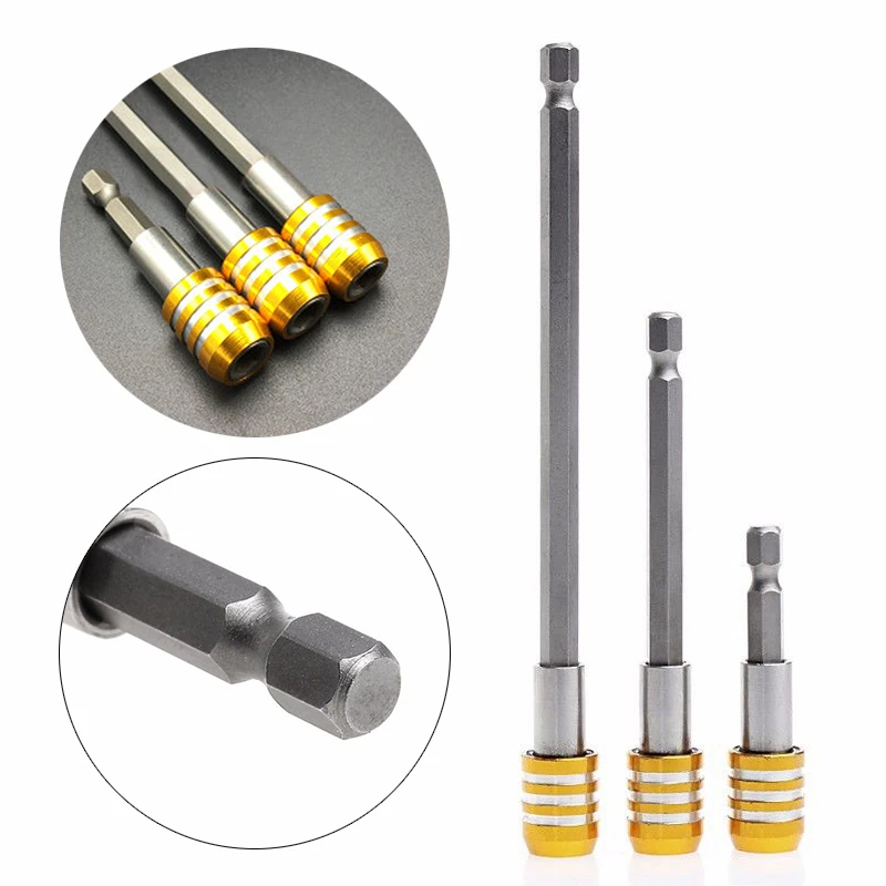 DWZ 3pcs New 60/100/150mm Hex Magnetic Screwdriver Self-locking Extension Bit Holder