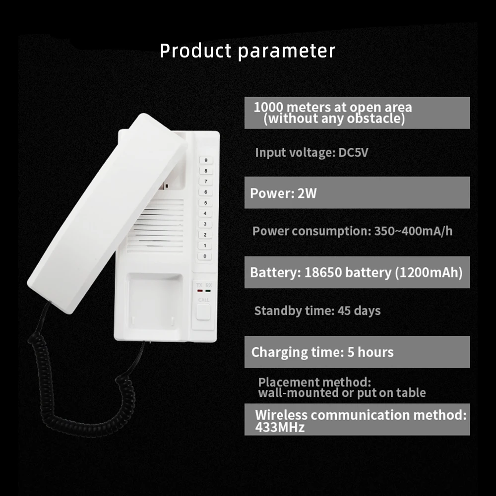 Jeatone 433MHZ ricevitori per appartamenti Wireless numero di chiamata sistema interfono espandibile sicuro per magazzino ufficio interfono hospit