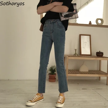 

Jeans Women Female Spring Autumn 2020 Elegant Retro Skinny High Waist Student Trendy All-match Simple Womens Trousers Ulzzang