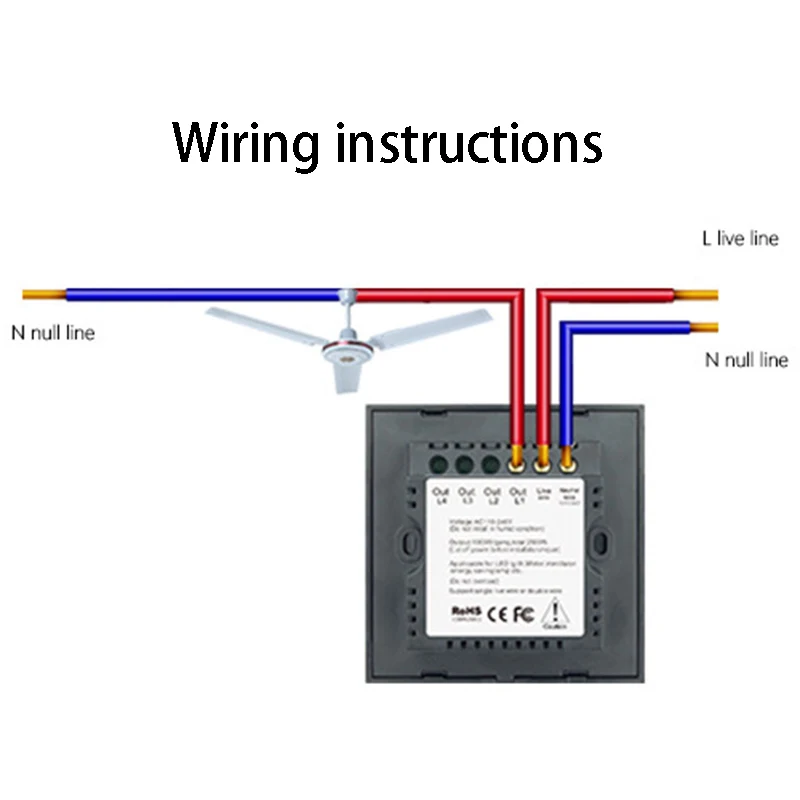 Wifi переключатель вентилятора, стандарт ЕС wifi переключатель 600 Вт, AC220-40V-белая панель из закаленного стекла, работает с Alexa, Google Assistant(EU Plug
