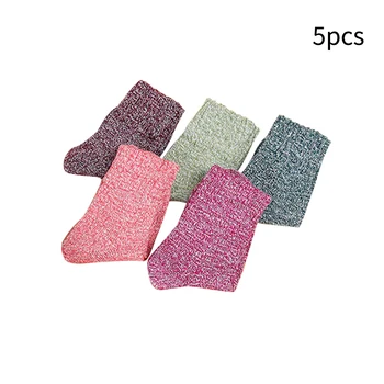 

5 Pair Retro Cotton Blend Women Socks Comfortable Thicken Warm Autumn Winter Soft Middle Tube Breathable Accessories Fashion