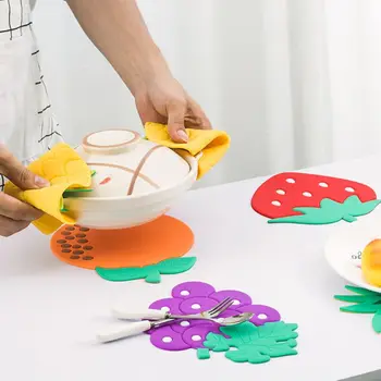 

Unique Fruit Pattern Cup Mat Coaster Anti-slip Silicone Insulation Placemat Pad for Home Kitchen Kits