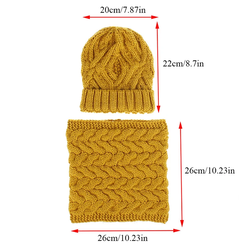Women Two Pieces Set Winter Knitted Hat Cap And Women's Neck Scarves Warm Cute Fashion Solid Color Beanie Bib Scarves Bonnet Hat