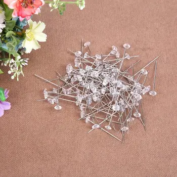 

100pcs Rhinestone Head Sewing Pins Stitching Needles Corsages Pins Wedding Bouquet Pins Sewing Accessories 6*40mm