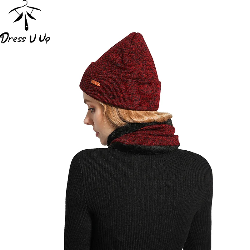 DRESSUUP модная зимняя шапка из 2 предметов для мужчин и женщин, акриловые однотонные шапочки Skullies, хлопковые теплые шапки