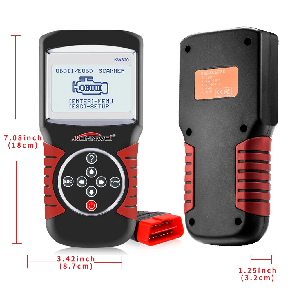 Универсальный Автомобильный сканер EOBD OBDII, диагностический инструмент, считыватель кодов неисправностей двигателя, автомобильный диагностический сканер, инструмент