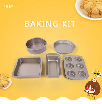 

Carbon Stainless Steel BBQ Kit, 8 Inch Cake Mold, 6 Cavity Toast Mold Ovenware Set for Egg Tarts, Biscuits