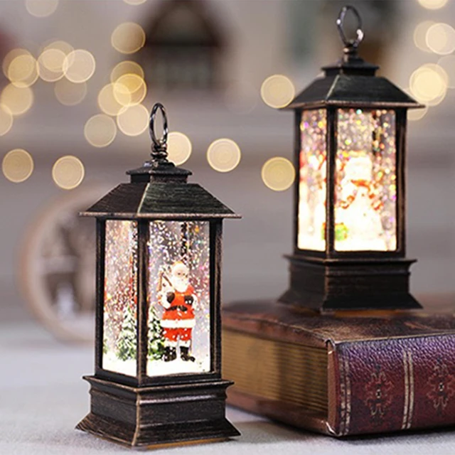 2021 The Best Gift LED Christmas Crystal Lights Rotate Glitter Xmas Small Lantern  Battery-powered Lamp