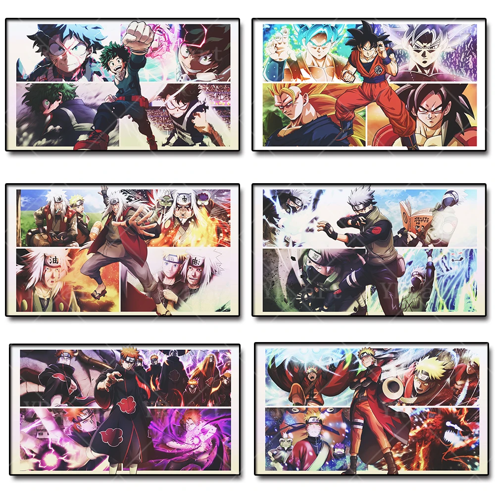 Japanese Anime Dragon Ball One Piece Naruto Poster Print Luffy Kakarot Sasuke Wall Art Canvas Painting Modern Home Decor Picture Painting Calligraphy Aliexpress