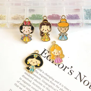 

10pcs/Lot Girls Enamel Pendants Charms Cartoon Princess Girl Alloy Charms Fit Fashion Jewelry DIY Earring Bracelet Floating 711
