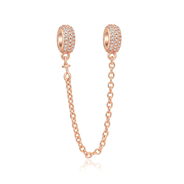 Rose Gold European DIY Fine Beads Fit Original  Charms Silver 925 Bracelet Jewelry F073