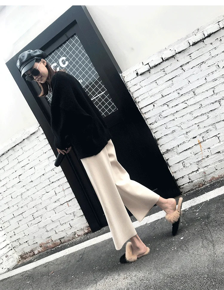 Широкие брюки осенние и зимние корейские женские брюки длиной до щиколотки с высокой талией Прямые брюки женские брюки с карманами 6990 50