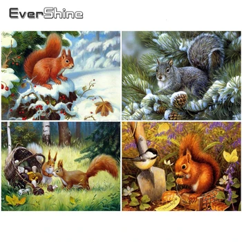 EverShine DIY 5D Diamond Painting Cross Stitch Animals Full Square Diamond Embroidery Squirrel Rhinestones Art Home Decor 1