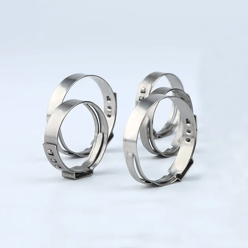 20pcs One Ear Stepless Hose Clamps 304 Stainless Steel Pipe Clips