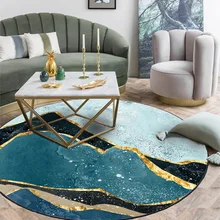 Современный абстракция Синий Зеленый Золотой пейзаж круглый Напольный Коврик Гостиная дверной коврик спальня нескользящий круглый ковер плюшевый ковер