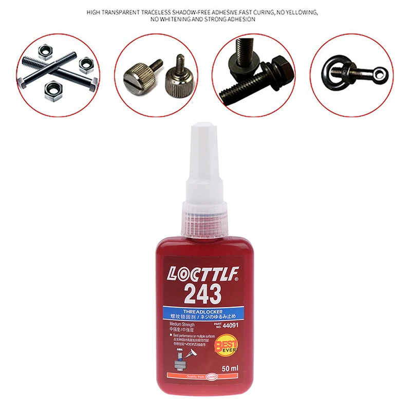 1pc New Arrival 50ml Screw Glue Thread Locking Agent Anaerobic Adhesive 243 Glue Oil Resistance Fast Curing Glue afbeelding