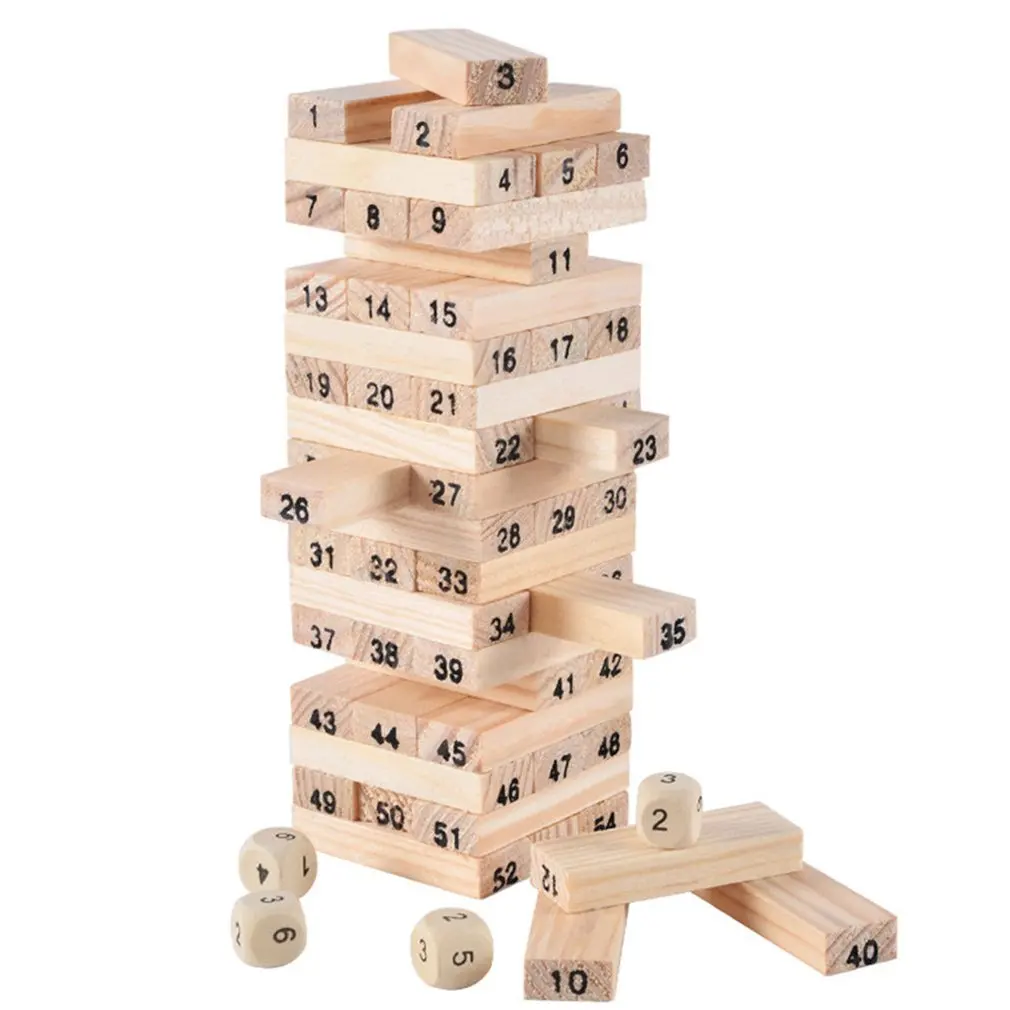 54 шт. оригинальные деревянные Цифровые Детские слойные кубики для игр, чтобы узнать укладку высоких стеков