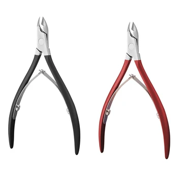 

2Pcs Nail Cuticle Pusher Tweezer Cutter Nipper Clipper Dead Skin Remover Manicure Art Grooming Tool Beauty Nail Pliers Black wit