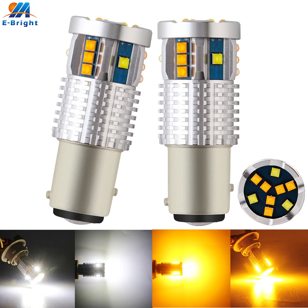 

4pcs Canbus 7443 12V DC 2525 21SMD 1157 BAY15D 3157 T20 Led Bulbs For Car Turn Signal Light DRL Daytime White/Amber Error Free