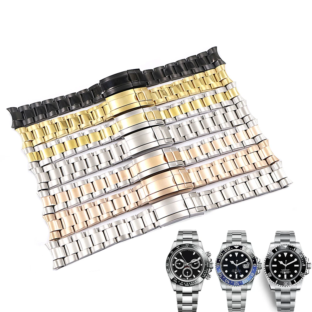 

CARLYWET 20mm Solid Curved End Screw Links Clasp Steel Watch Band Bracelet For Rolex OYSTER Style Subamriner Daytona GMT