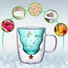 Рождественская елка событие чашка звезда воды двухслойные Стеклянные Кружки для коктейля вина MU8669