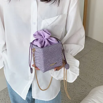 

Fashion Box Shape Crossbody Bags For Women 2020 Small Chain Shoulder Messenger Bags Drawstring Ladies Handbags And Purses