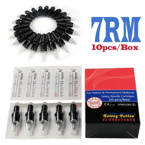 10 шт. Solong 5RM/7RM/9RM/11RM одноразовый круглый изогнутый Magnum RM для татуировки поворотный картридж для ручки иглы поставка стерильных игл - Габаритные размеры: M