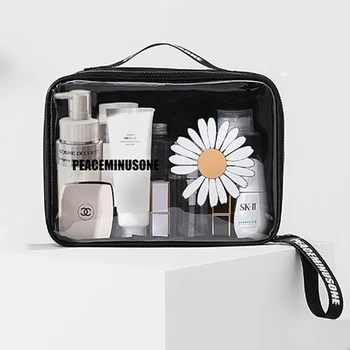 

Daisy Makeup Bag Transparent PVC Cosmetic Bag Female Portable Cosmetic Waterproof Toiletry Bag Storage Bag Make Up Organizer