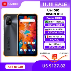 [World Premiere] UMIDIGI BISON X10 X10 Pro Global Version Rugged Smartphone IP68 64GB/128GB NFC 20MP Triple Camera 6150mAh Phone