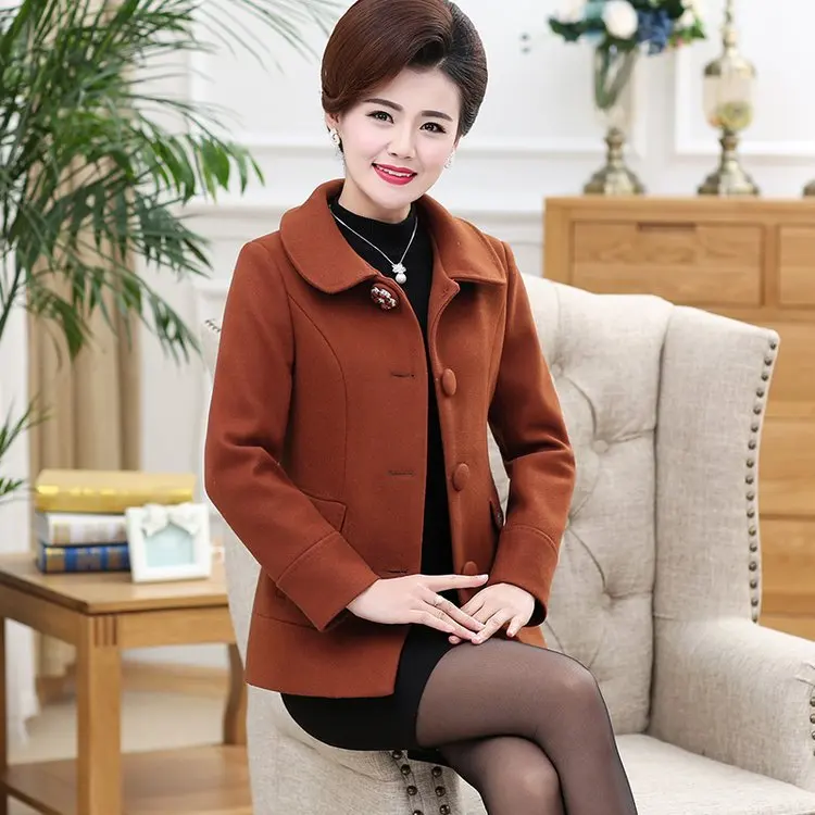 

Spring And Autumn New Style WOMEN'S Dress Woolen Jacket Korean-style Large Size Slim Fit Suit Collar Casual Elegant Overcoat