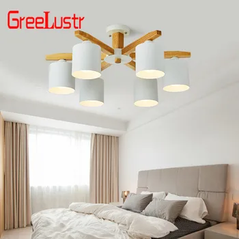 

Nordic LED Chandelier Lighting With Metal Lampshade For Living Room Gray Lustre White Bedroom Lustres Green HangLights