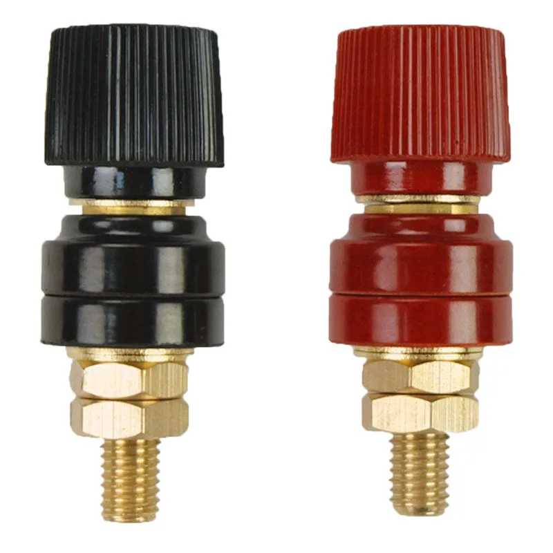 Terminales De Batería Y Alternador Rojo Y Negro - Poste Con Perno Para Cables 18-10 AWG - Pack De 2 Unidades, Hecho En EE.UU.