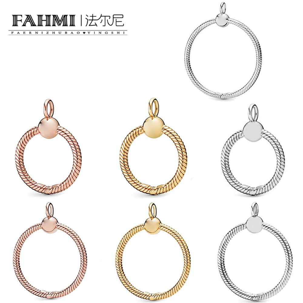 

FAHMI 100% 925 Sterling Silver 2019 Autumn Trailer Moments O Pendant fit DIY String Necklace Rose Gold Shine Original Jewelry