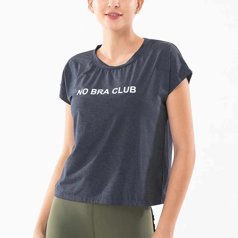Gymkm Lady Workout Shirts Women Sport Running Tops Loose Short Sleeve Running T-shirts Fitness Yoga Sport Shirts Top Blouse