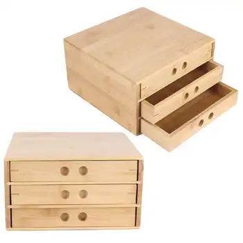 

Three Layers Friendly And Breathable Bamboo Tea tray Tea Storage Box Separator Breathable Office Family Bar Homeowners Kitchen