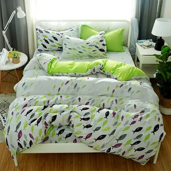 

Thumbedding Green Bedding Set Fishes Soft Simple Fashionable King Size Duvet Cover Queen Twin Full Single Unique Design Bed Set