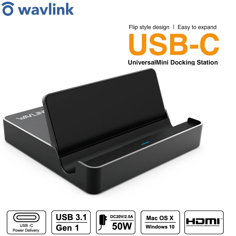 Универсальная док станция Wavlink Mini usb 3 1 Type C HDMI 4K дисплей 50 Вт для Macbook Pro c|usb docking