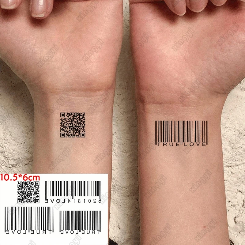 Qoo10 - Creative barcode and two-dimensional code tattoo sticker for finger  ha... : Women's Clothing
