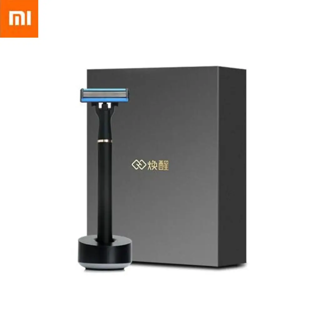 Fast Ship Stock Mi Xiaomi Huanxin Shaver Manual German 6-Layer Blade Aluminum Handle Magnetic Neck Connection Smooth Clean manual shaver 1 holder 1 blade