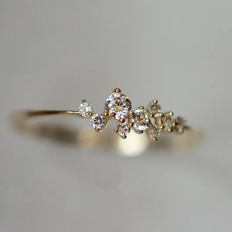 925 Sterling Silver Classic Irregular Shiny Star Plum Ring Women 14k Gold Plating High-end Temperament Party Jewelry Accessories silver rings,silver ring,gold plated rings,gold plated silver ring