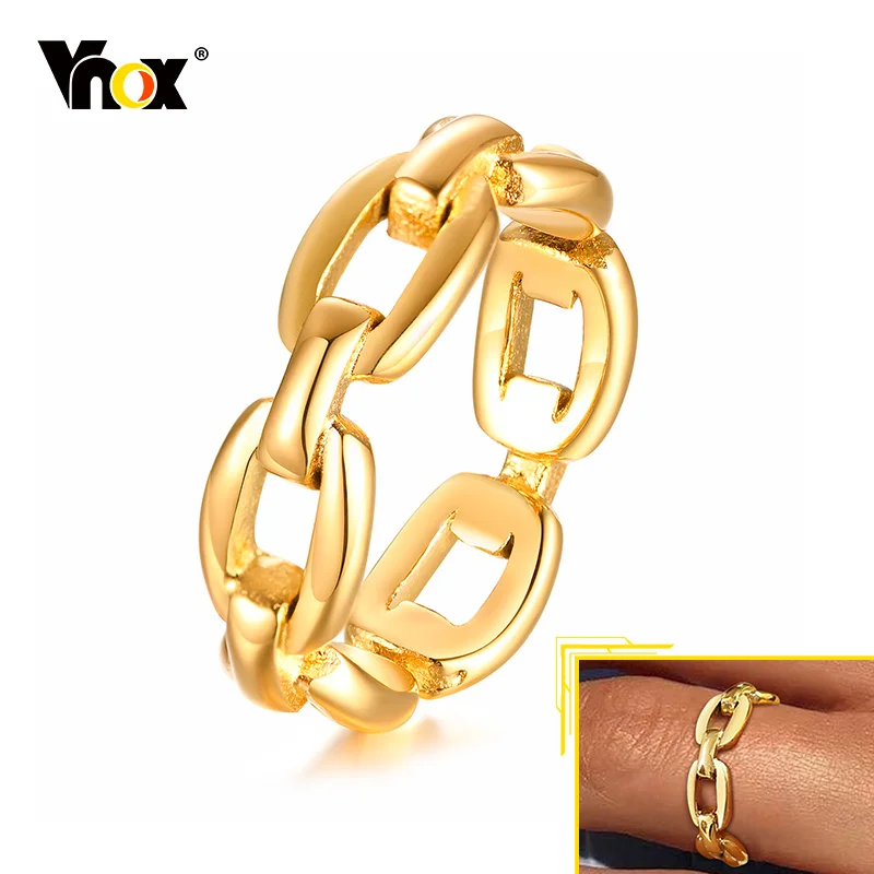 Vnox Chic Chain Ring For Women,3/6/7/14mm Anti Allergy Stainless Steel