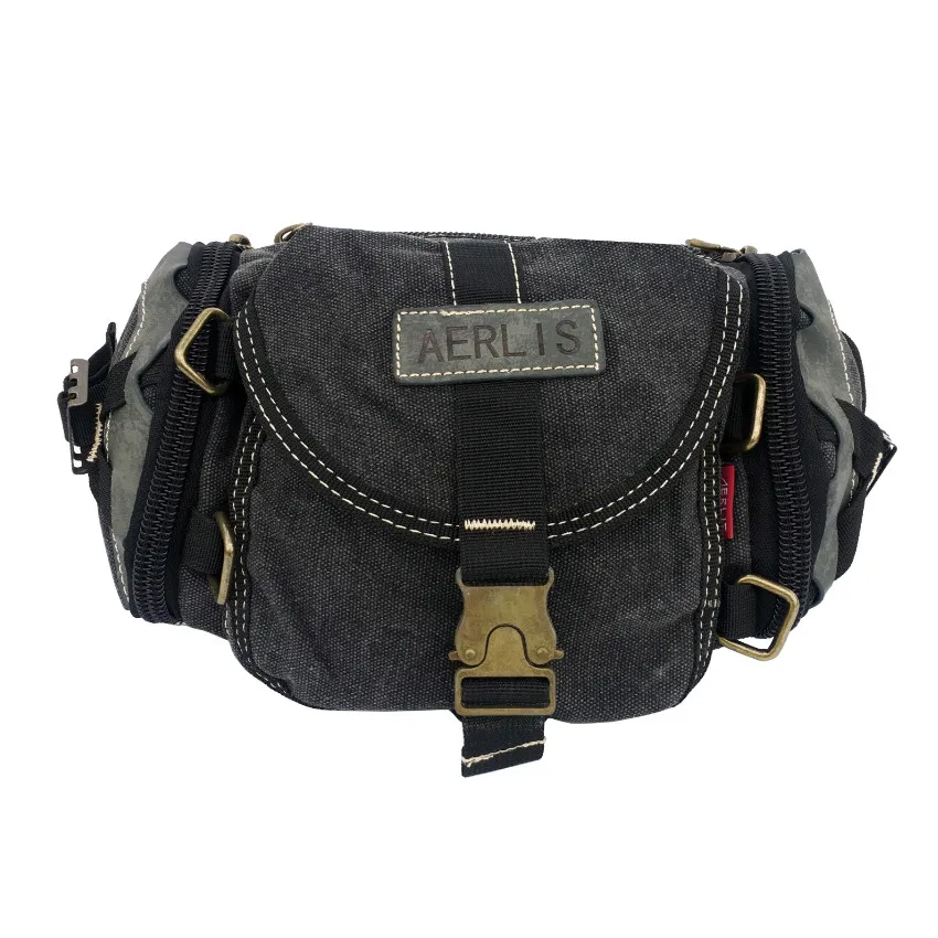 

Aerlis Brand Men Waist Pack Bags Casual Travel Solid Canvas Male Sling Crossbody Bag Zipper Waistbag A3270